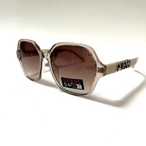 New GUESS Oversized Square Sunglasses GO00091 Acetate Beige Classic Rhinestones